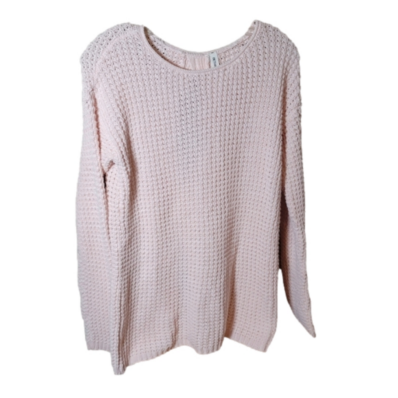 Bethany Mota small oversized pink knit sweater relaxed fit open back bow detail - Picture 2 of 5